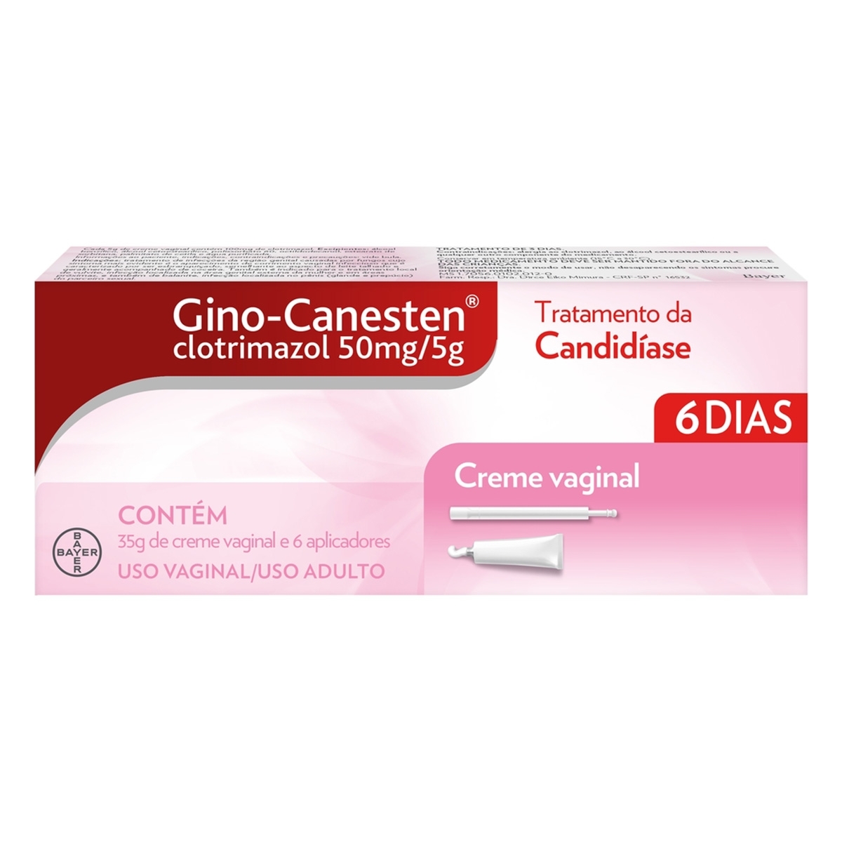 GINO CANESTEN 1% CR VAG 6 DIAS - Gino Canesten Creme Vaginal 50mg/5g ...