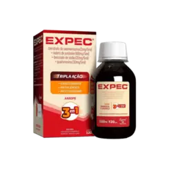 Expec Tripla Ação Oxomemazina 0,4mg/ml + Iodeto de Potássio 20mg/ml + Benzoato de Sódio 4mg/ml + Guaifenesina 6mg/ml Sabor Framboesa e Caramelo Xarope 120ml