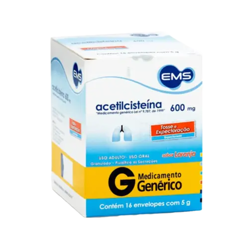 Acetilcisteína 600mg Granulado Sabor Laranja 16 envelopes EMS Genérico
