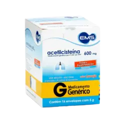 Acetilcisteína 600mg Granulado Sabor Laranja 16 envelopes EMS Genérico